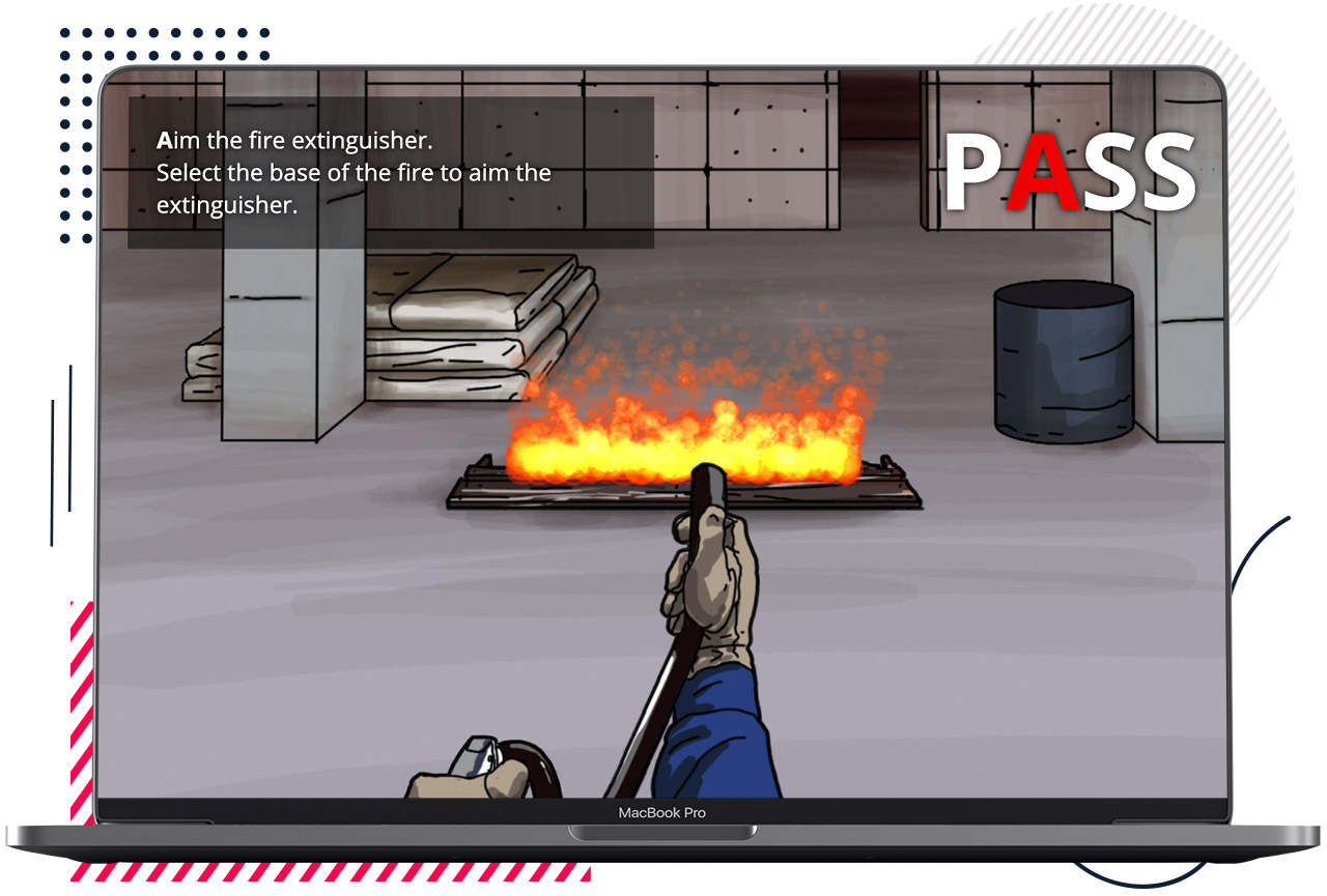 eLearning course demonstrating fire extinguisher training