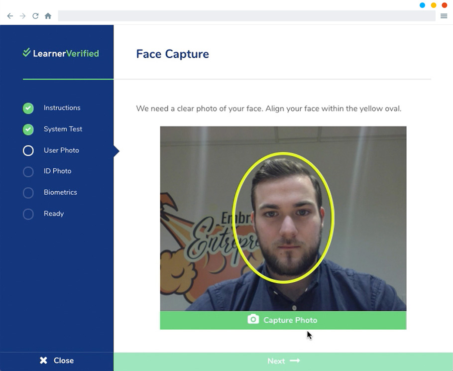 Face capture example in LearnerVerified
